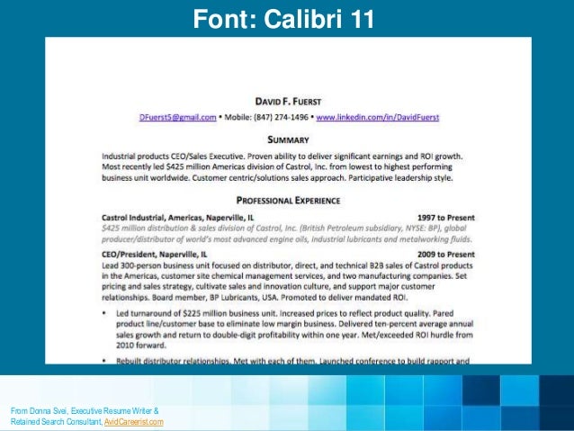 professional resume font