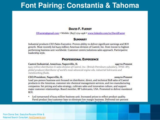 professional resume font