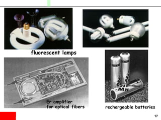 17
fluorescent lamps
Er amplifier
for optical fibers rechargeable batteries
 