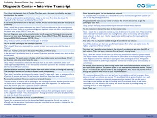 (C) Consult Club, IIM Ahmedabad
Diagnostic Center – Interview Transcript
Profitability | Revenue Decline | Easy | Healthcare
Your client is a diagnostic chain in Mumbai. They have seen a decrease in profitability and want
you to analyze the reasons.
To help me understand the problem better, please let me know if we have data about the
magnitude of the decrease in profitability? Since when?
It is a recent phenomenon seen in the last 5 months. We do not have data about the exact drop in
profitability.
Next, I would like to better understand our client. Could you elaborate on the various services
provided by them? As far as my understanding goes, diagnostic chains can offer a host of services
like blood tests, x-rays, USG, CT-scan, etc.
Correct. Diagnostic tests can be primarily divided into 2 categories: Pathological tests comprise
blood, urine, stool tests. Radiological tests comprise X-rays, USG, CT-Scan, MRI. Specialty tests
comprise ECG, EEG, Endoscopy, COVID-19, etc.
Okay! Does our client provide all the three types of services?
No, we provide pathological and radiological services.
That’s helpful! Given you mentioned they operate a chain, how many centers do they have in
Mumbai?
There are 4 centers, one each in the South, West, East, and North areas.
Is the decrease in profitability faced by all centers? Are some particular centers more likely to face
this decrease?
Good question, The south center in Colaba, which is our oldest center and contributes 45% of
our business is the only center facing this issue.
Okay! Next, I would like to understand the value chain of our client’s operations. Does each
center operate independently, or are there some centralized operations (for example - centralized
laboratories and finance functions)
We have a central laboratory, where samples from each center are sent for testing and reporting.
The radiological services are carried out by each center independently.
Thank you, I have all the preliminary information I need. To begin with, I want to analyze profits as
a function of revenue and costs. Do we have data about how these have been affected?
Revenues have declined. However, costs have remained the same.
The two streams of revenue will be pathological and radiological services. Another possible source
can be the use of center infrastructure for purposes other than diagnostics. Do we have data
about the revenue split, and if a particular stream is affected?
Revenues from the pathological tests have taken a hit.
Given a specified time period, I would like to break revenues from pathological tests for a center
as No. of patient footfalls * No. of tests/patient * Average price/test. Is this a fair breakdown? Do
we have data about these parameters?
There has been a decrease in the no. of patient footfalls.
I would like to examine this from the demand and supply perspective. As only one center is
affected, and the operations of pathological tests are centralized across centers, I believe that this
should be a demand-side issue.
2022-2023 Page 39
Good, Thank you.
Good, that’s a fair point. Yes, the demand has reduced.
To analyze further, I would like to understand the various channels through which patients are
able to use the pathological services.
The patients either visit us at our center or choose the at-home test service, to get the
pathological tests done.
Okay, and are we facing reduced demand and revenue from both these channels?
No, the reduction in demand has been in the in-center visits.
Next, I would like to analyze the various sources of demand for in-center visits. These would be
direct referrals from health centers like nursing homes, clinics in the vicinity, self-prescribed
(ones who visit on their own - like for regular tests), and through any third-party platforms
(online or offline)
That is fair. The no. of patient footfalls through direct referrals has reduced.
I would like to know, are there any specific health centers from where we use to receive the
highest proportion of direct referrals?
Yes, there are 3 specialty nursing homes in the vicinity, from where we get more than 80% of
such patients. There has been a reduction from all these 3 nursing homes.
Okay, I think the reasons for the same can be nursing home/doctor-related or patient-related.
The doctor-related reasons could be a decrease in patient flow at the hospital, preferring some
other diagnostic center for referrals or starting their own pathological services. The patient-
related factors could be preferring a competitor service due to better price, service quality, or
convenience.
Fair enough, so the doctors at these nursing homes have started teleconsultation services on a
third-party online platform. The patients prefer to use these services whenever feasible. This has
led to a reduction in the physical footfall at the nursing homes. Also, we do not provide services
through this platform What would be your recommendation?
My recommendations will be to try and get listed on this platform and look to acquire these
patients through our at-home test service. We should also look at getting listed on more such
online healthcare platforms to diversify the sources of our demand. We can also look at
launching our own website and app for booking tests (if not already done), As we have a
centralized lab, if not utilized at full capacity, we should also look at providing testing and
reporting services to other diagnostics.
 