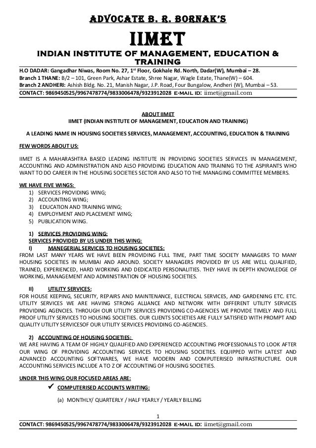 housing societies management accounting g d c a and c h m course management accounts template
