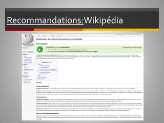 Recommandations:  Wikipédia 