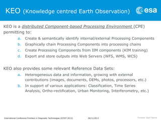 KEO

(Knowledge centred Earth Observation)

KEO is a distributed Component-based Processing Environment (CPE)
permitting t...
