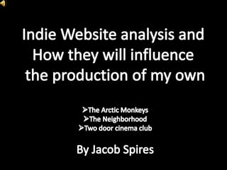 Indie website analysis and the production of my own ideas from this