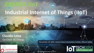 ENERGY	IIoT
Industrial	Internet	of	Things	(IIoT)
Claudio	Lima
Co-Chair	IIC	Energy
All	rights	reserved	©	2017
 