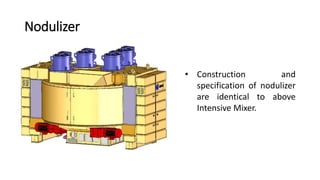 Nodulizer
• Construction and
specification of nodulizer
are identical to above
Intensive Mixer.
 