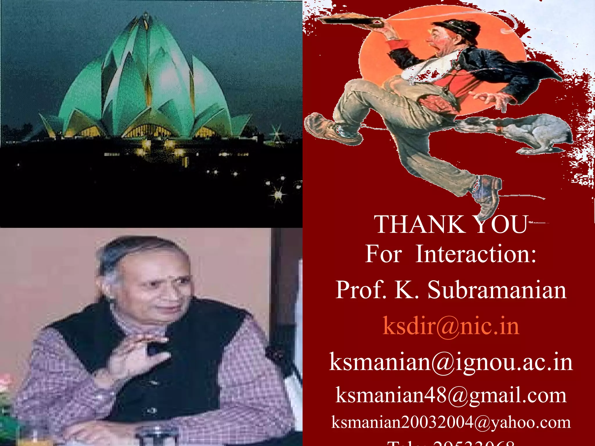 THANK YOU For  Interaction: Prof. K. Subramanian [email_address] [email_address] [email_address] [email_address] Tele: 29533068 
