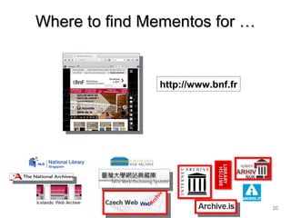 Where to find Mementos for …Where to find Mementos for …
20
http://www.bnf.fr