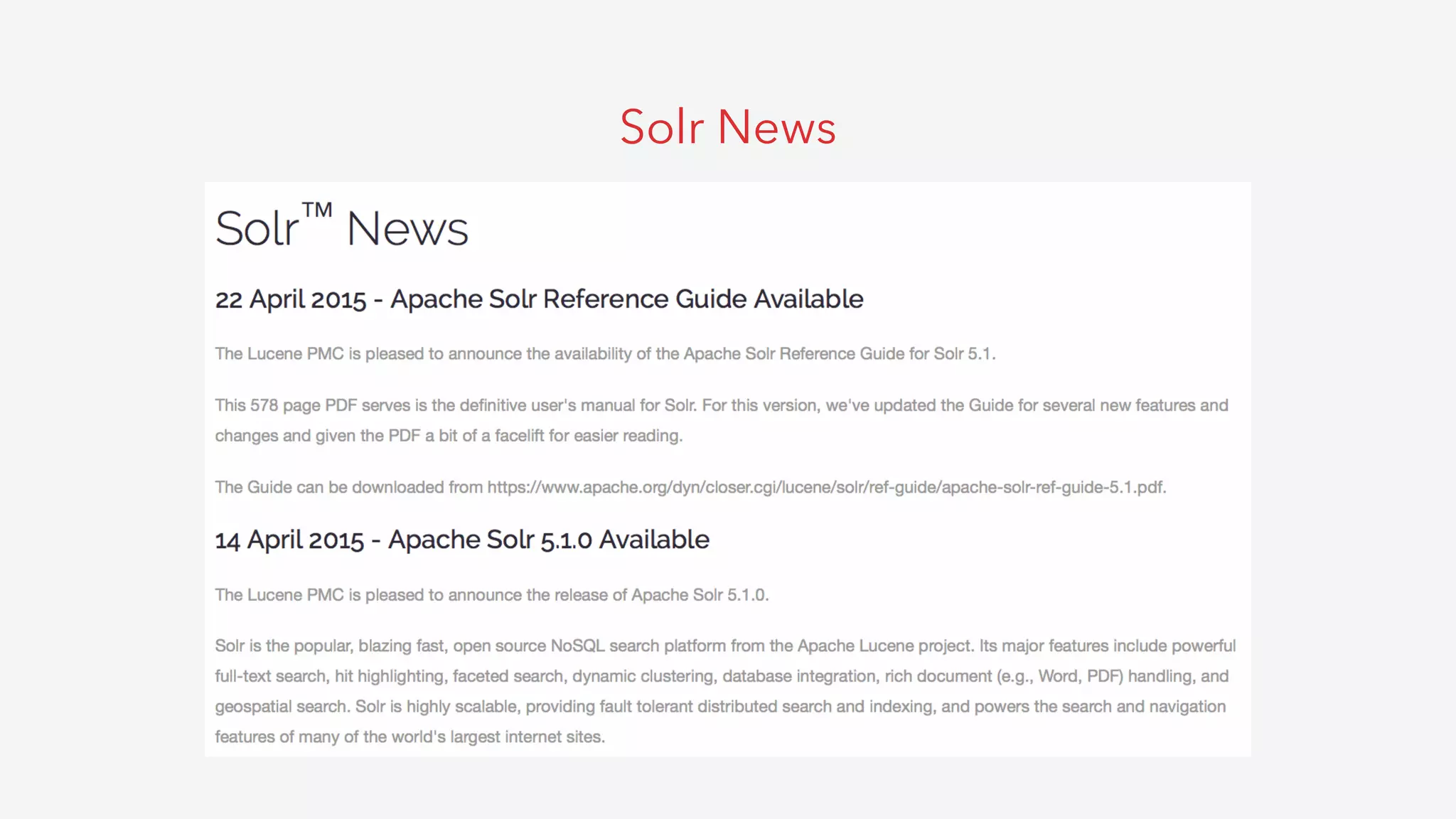 Solr News
 