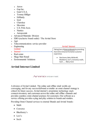 Arvind Internet a division of Arvind Limited Internship Project Report ...