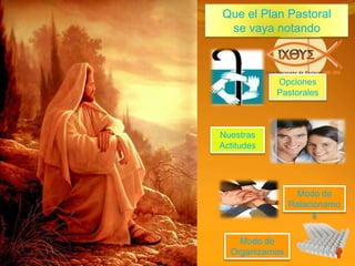 POLITICAS3. EL DINAMISMO MISIONERO3.1 Reavivar el espíritu misionero a partir de un encuentro personal y comunitario con Jesucristo (discipulado)3.2 Ir a la gente de manera permanente especialmente a los más alejados, pobres, o aquellos que se encuentren en situación crítica, para ser una Iglesia cercana y solidaria.3.3 Reestructurar nuestra organización pastoral en todos los niveles, para lograr  que la dimensión misionera sea un estilo que impregne toda la acción evangelizadora.