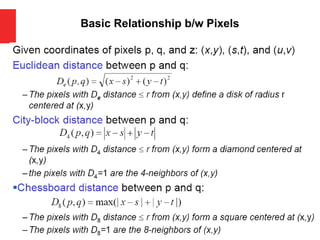 9
Basic Relationship b/w Pixels
 