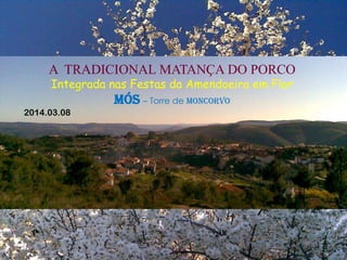 A TRADICIONAL MATANÇA DO PORCO
Integrada nas Festas da Amendoeira em Flor

MÓS – Torre de Moncorvo
2014.03.08

 