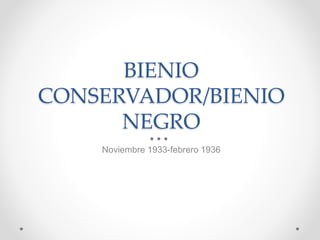 BIENIO
CONSERVADOR/BIENIO
NEGRO
Noviembre 1933-febrero 1936
 