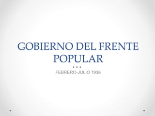 GOBIERNO DEL FRENTE
POPULAR
FEBRERO-JULIO 1936
 