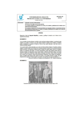 Pruebas de Selectividad sobre la Segunda República española