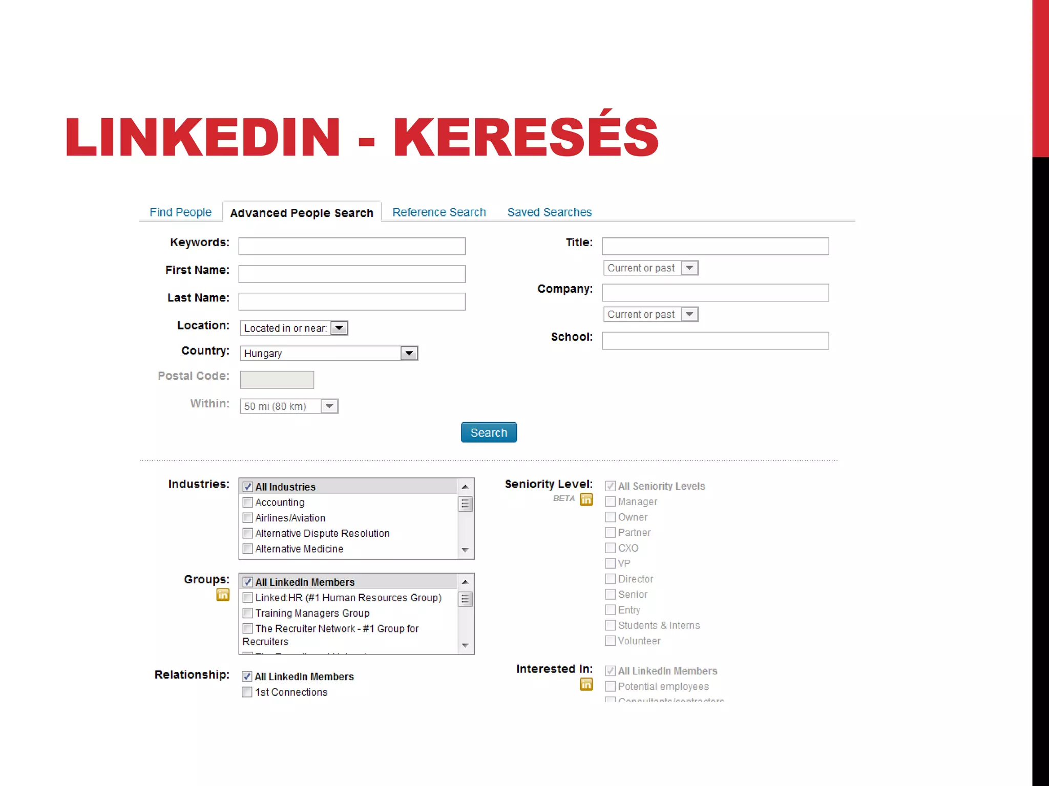 LINKEDIN - KERESÉS
 