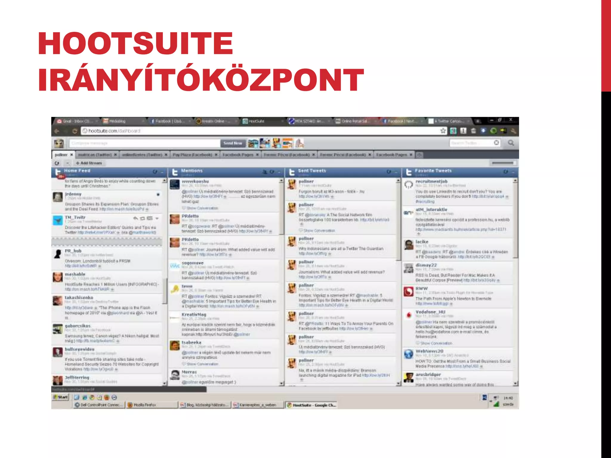 HOOTSUITE
IRÁNYÍTÓKÖZPONT
 