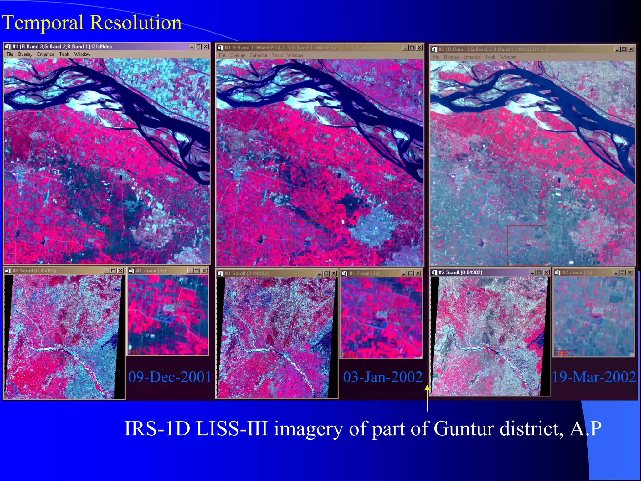 Temporal Resolution




             09-Dec-2001             03-Jan-2002             19-Mar-2002


            IRS-1D LISS-III imagery of part of Guntur district, A.P
 