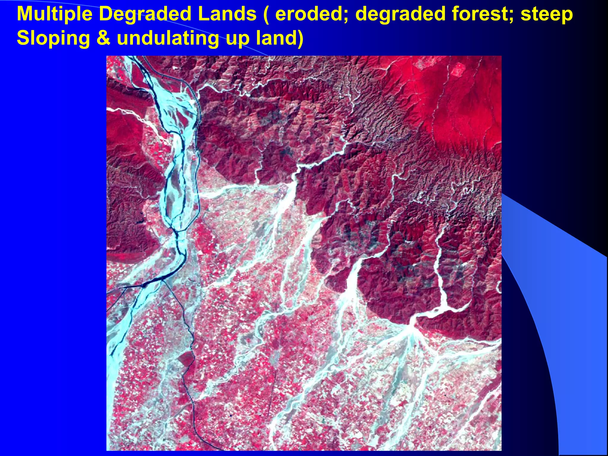 Multiple Degraded Lands ( eroded; degraded forest; steep
Sloping & undulating up land)
 