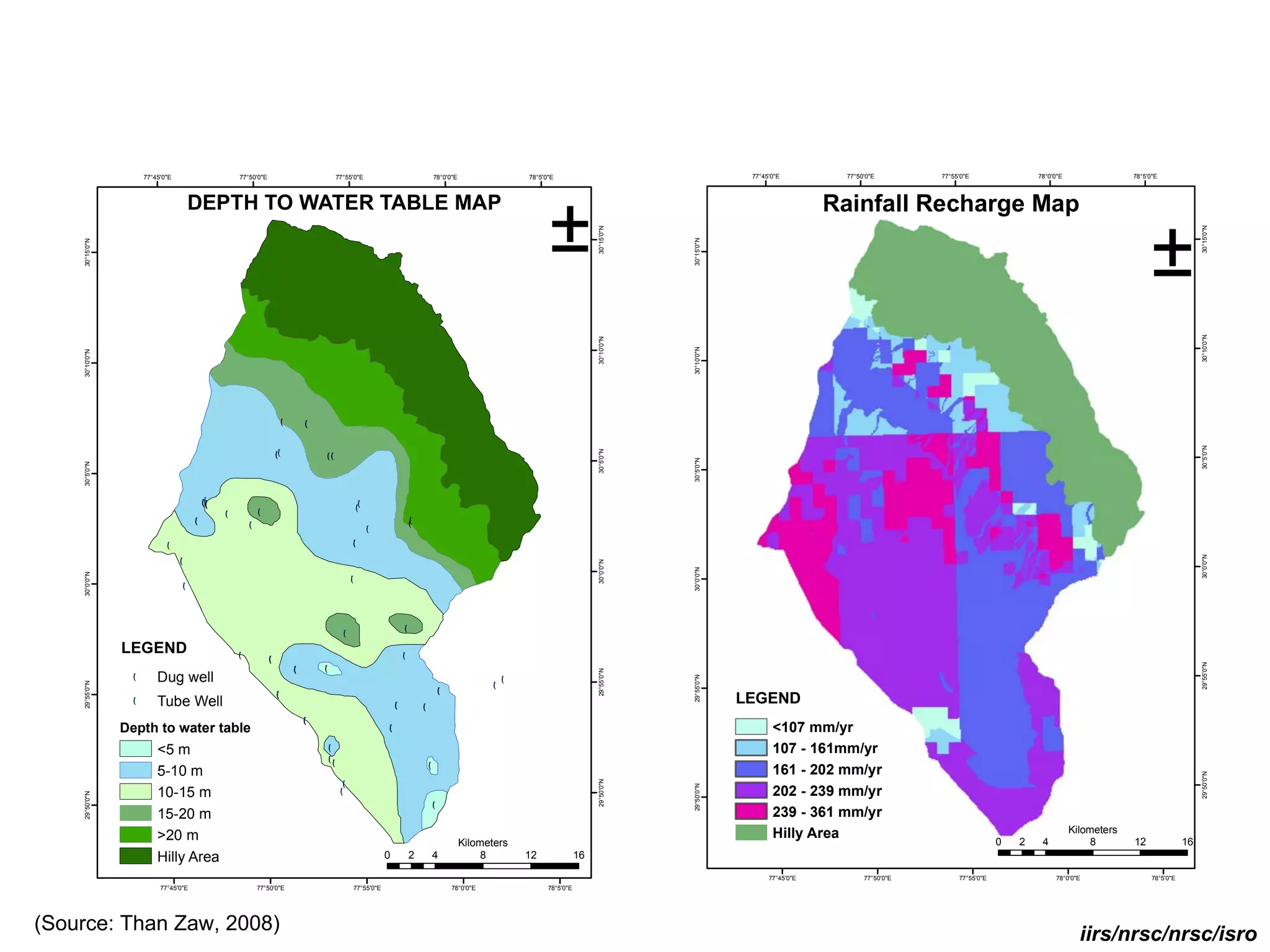 77°45'0"E                      77°50'0"E                                77°55'0"E                                    78°0'0"E                   78°5'0"E                                       77°45'0"E         77°50'0"E        77°55'0"E                78°0'0"E                78°5'0"E



                                      DEPTH TO WATER TABLE MAP                                                                                                                                                                        Rainfall Recharge Map
                                                                                                                                                                            ±                                                                                                                                 ±




                                                                                                                                                                                                                                                                                                                               30°15'0"N
                                                                                                                                                                                            30°15'0"N




                                                                                                                                                                                                        30°15'0"N
    30°15'0"N




                                                                                                                                                                                                                                                                                                                               30°10'0"N
                                                                                                                                                                                            30°10'0"N




                                                                                                                                                                                                        30°10'0"N
    30°10'0"N




                                                                         (
                                                                         !       (
                                                                                 !




                                                                                                                                                                                                                                                                                                                               30°5'0"N
                                                                                                                                                                                            30°5'0"N
                                                                     ((
                                                                     !!              ((
                                                                                     !!




                                                                                                                                                                                                        30°5'0"N
    30°5'0"N




                                           ((
                                           !!!
                                             (
                                                                                                         ((
                                                                                                         !!
                                                 (
                                                 !           (
                                                             !
                                       (
                                       !                 (
                                                         !                                                                    !!
                                                                                                                              ((
                                                                                                              (
                                                                                                              !
                             (
                             !                                                                       (
                                                                                                     !




                                                                                                                                                                                                                                                                                                                               30°0'0"N
                                  (
                                  !



                                                                                                                                                                                            30°0'0"N




                                                                                                                                                                                                        30°0'0"N
    30°0'0"N




                                                                                                     (
                                                                                                     !
                                  (
                                  !




                                                                                                                          (
                                                                                                                          !
                                                                                                !
                                                                                                (

                LEGEND                               (
                                                     !                                                                    (
                                                                                                                          !
                                                                 (
                                                                 !




                                                                                                                                                                                                                                                                                                                               29°55'0"N
                                                                             (
                                                                             !       (
                                                                                     !
                                                                                                                                                                                            29°55'0"N




                  (
                  !       Dug well
                                                                                                                                                                                                        29°55'0"N
                                                                                                                                                                  (
                                                                                                                                                                  !
    29°55'0"N




                                                                                                                                                              (
                                                                                                                                                              !
                                                                     (
                                                                     !                                                                         (
                                                                                                                                               !
                  (
                  !       Tube Well                                                                                   (
                                                                                                                      !            !
                                                                                                                                   (
                                                                                                                                                                                                                    LEGEND
                                                                                 (
                                                                                 !
                Depth to water table                                                                              (
                                                                                                                  !                                                                                                        <107 mm/yr
                          <5 m                                                           (
                                                                                         !                                                                                                                                 107 - 161mm/yr
                                                                                         ((
                                                                                         !!
                                                                                                                                       (
                                                                                                                                       !
                          5-10 m                                                                                                                                                                                           161 - 202 mm/yr




                                                                                                                                                                                                                                                                                                                               29°50'0"N
                                                                                                                                                                                            29°50'0"N




                                                                                                 (
                                                                                                 !
                                                                                                                                                                                                        29°50'0"N




                          10-15 m                                                              !
                                                                                               (                                                                                                                           202 - 239 mm/yr
    29°50'0"N




                                                                                                                                           (
                                                                                                                                           !
                          15-20 m                                                                                                                                                                                          239 - 361 mm/yr
                                                                                                                                                                                                                           Hilly Area                                                       Kilometers
                          >20 m                                                                                                                       Kilometers                                                                                                         0   2    4              8       12               16
                          Hilly Area                                                                              0           2            4               8          12               16

                                                                                                                                                                                                                          77°45'0"E         77°50'0"E        77°55'0"E                 78°0'0"E                78°5'0"E
                           77°45'0"E                         77°50'0"E                               77°55'0"E                                     78°0'0"E                 78°5'0"E




(Source: Than Zaw, 2008)                                                                                                                                                                                                                                                                      iirs/nrsc/nrsc/isro
 