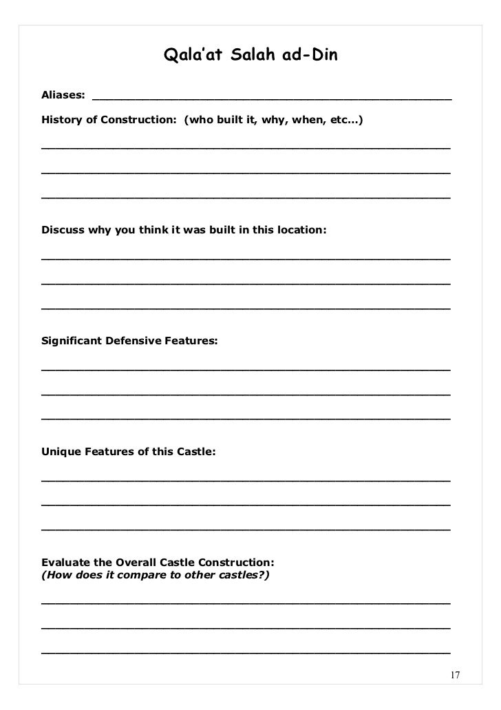 Iisa Medieval Castles Student Workbook - 