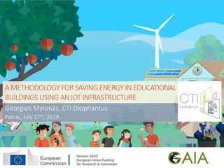 AMETHODOLOGY FOR SAVING ENERGY IN EDUCATIONAL
BUILDINGS USING ANIOT INFRASTRUCTURE
Georgios Mylonas, CTI Diophantus
Patras, July 17th, 2019
 