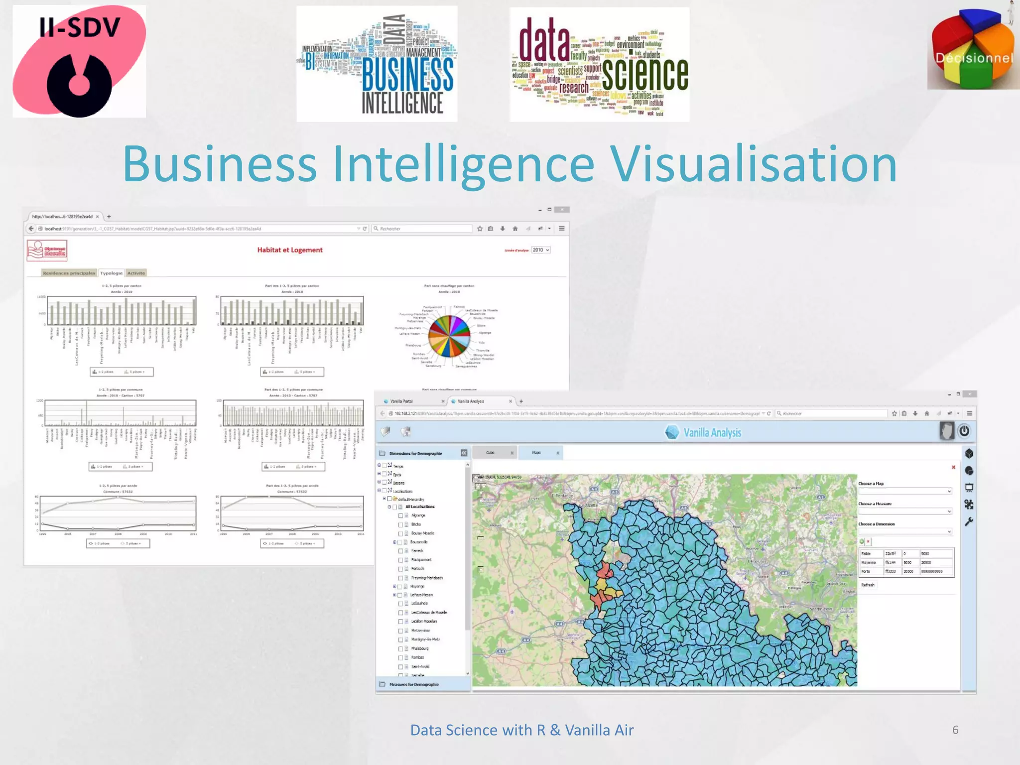 Business Intelligence Visualisation
6Data Science with R & Vanilla Air
 