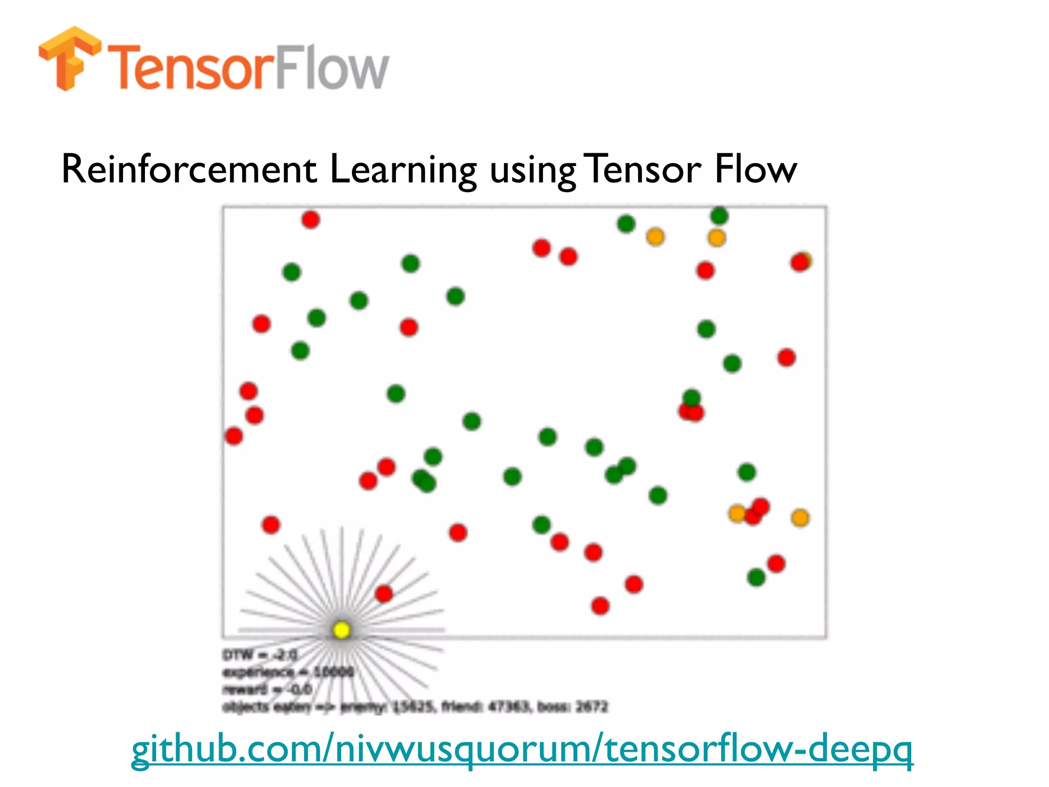 github.com/nivwusquorum/tensorﬂow-deepq Reinforcement Learning using Tensor Flow 