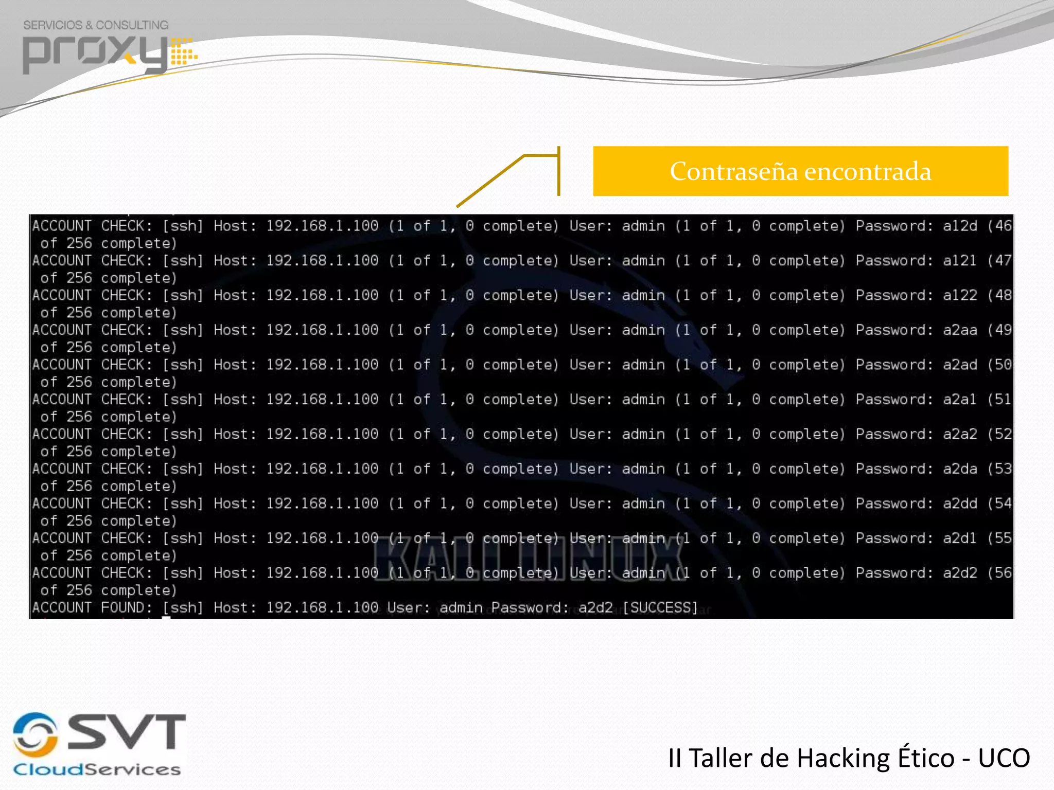 Contraseña encontrada

II Taller de Hacking Ético - UCO

 