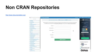 Non CRAN Repositories
http://www.rdocumentation.org/
 