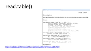 read.table()
https://stat.ethz.ch/R-manual/R-devel/library/utils/html/read.table.html
 