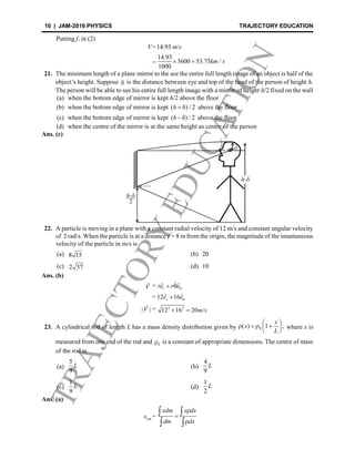 Iit jam 2016 physics solutions BY Trajectoryeducation | PDF