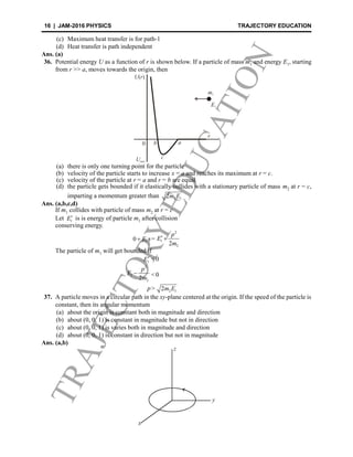 Iit jam 2016 physics solutions BY Trajectoryeducation | PDF