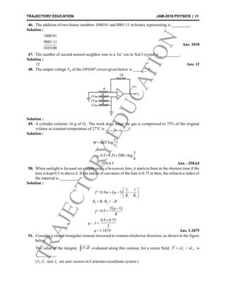 Iit jam 2016 physics solutions BY Trajectoryeducation | PDF