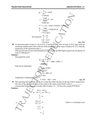 Iit jam 2016 physics solutions BY Trajectoryeducation | PDF