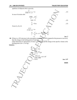 Iit jam 2016 physics solutions BY Trajectoryeducation | PDF