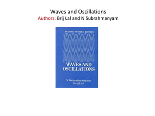 Waves and Oscillations
Authors: Brij Lal and N Subrahmanyam
 