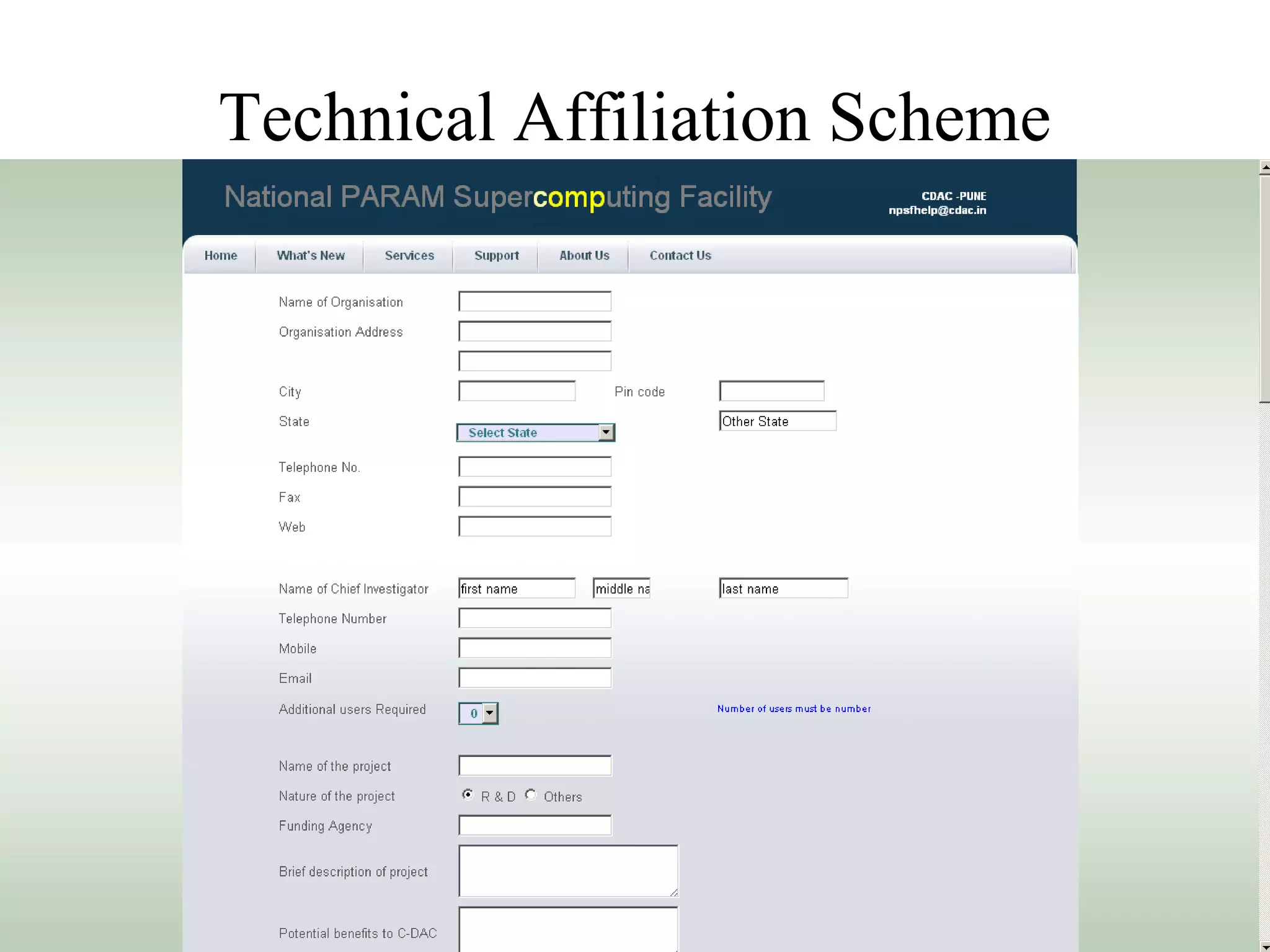 Technical Affiliation Scheme
 