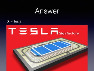 Answer
X = Tesla
 