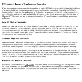 IIT Madras - Where Innovation Meets Excellence PDF