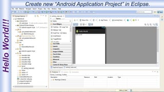HelloWorld!!! Create new “Android Application Project” in Eclipse.
 
