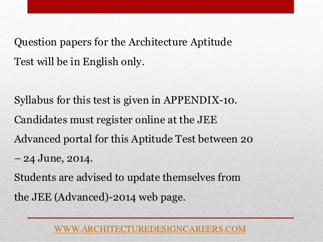 ARCHITECTURE APTITUDE TEST ; B.Arch in IIT Roorkee and IIT ...
