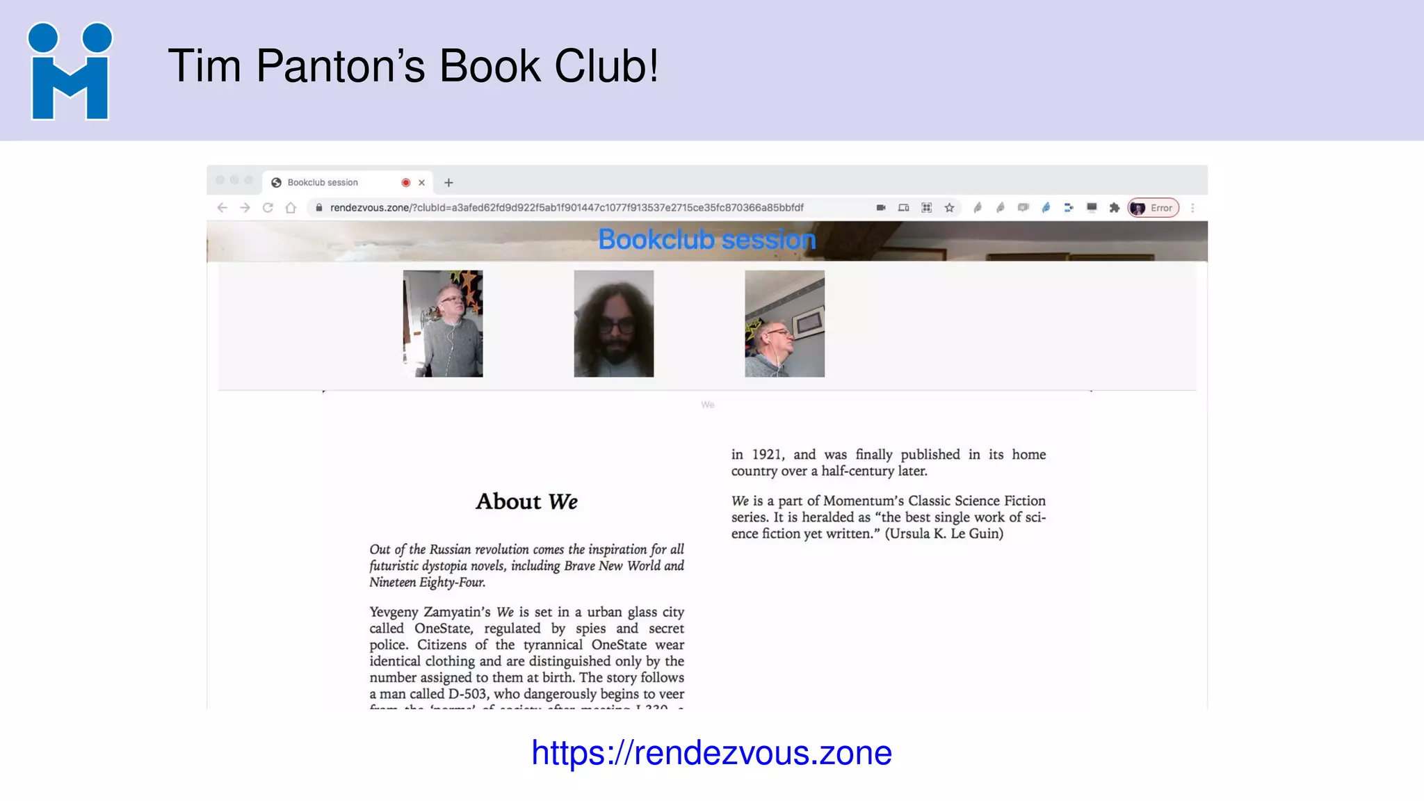 Tim Panton’s Book Club!
https://rendezvous.zone
 