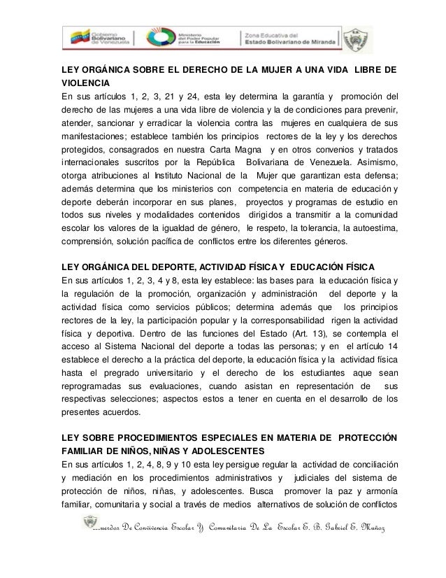 Acuerdos de convivencia escolar e.b gabriel muñoz