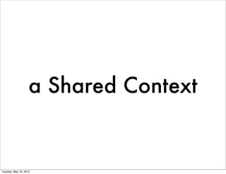a Shared Context


Tuesday, May 18, 2010
 