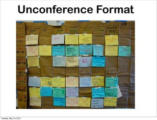 Unconference Format




Tuesday, May 18, 2010
 