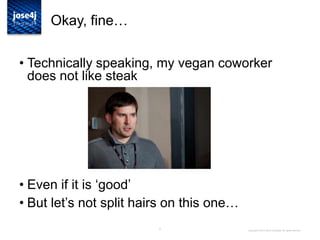 8
Okay, fine…
• Technically speaking, my vegan coworker
does not like steak
• Even if it is „good‟
• But let‟s not split hairs on this one…
Copyright © 2014 Brian Campbell. All rights reserved.
 