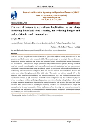 The role of women in agriculture: Implications in providing, improving ...