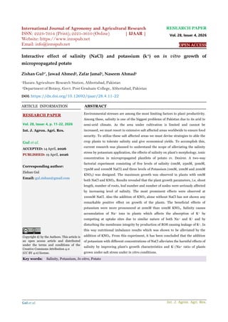 Interactive Effects of Salinity and Potassium on In Vitro Growth of ...